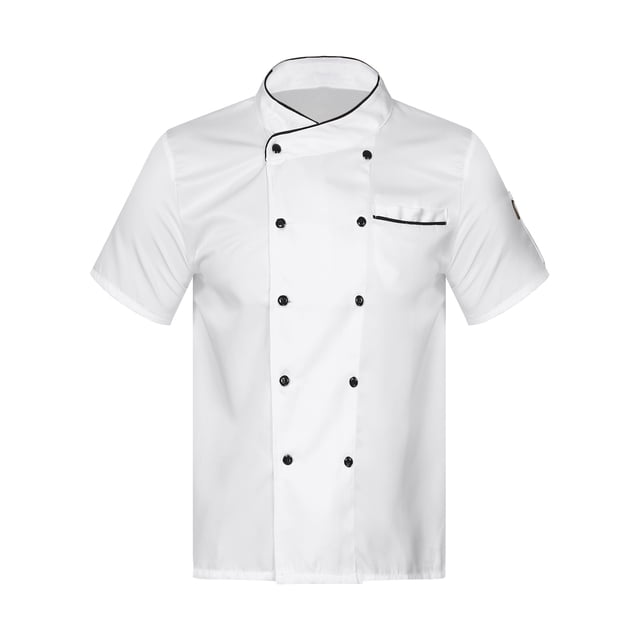 zdhoor Unisex Mens Womens Double-Breasted Chef Coat Cooks Jacket Chef Works Kitchen Cooking Uniform White Short Sleeve XL