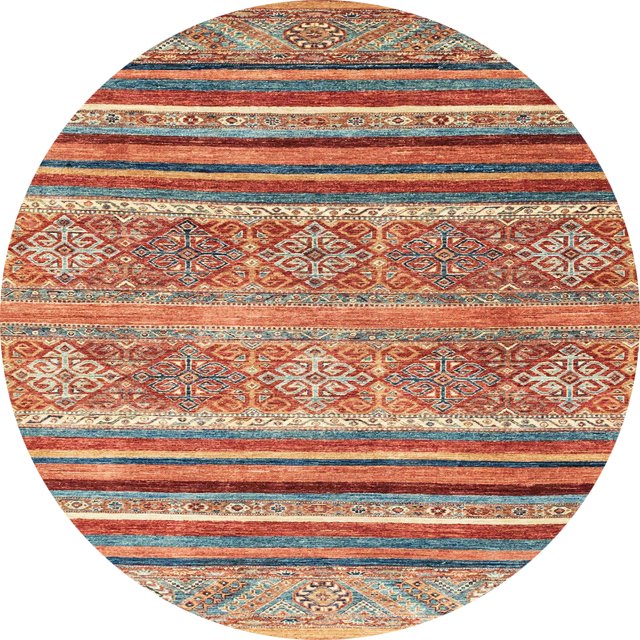 Ahgly Company Tapis d'Intérieur Ronds Abstraits Brun Chameau, Tapis de Zone Abstraits, 3 Pieds Rond