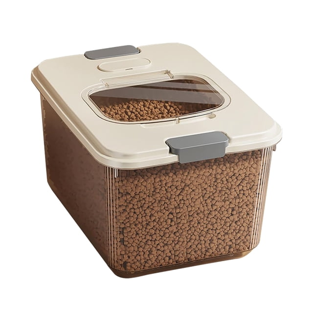 Airtight Pet Food Storage Container – Clear Lid Dry Food Bin with Measuring Cup – For Dog & Cat Food, Baking Supplies, Rice, Flour & Cereal – Kitchen & Pantry Organizer