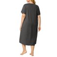 thumbnail image 3 of Agnes Orinda Nuisettes pour Femmes Grande Taille Col Rond Manches Courtes Pyjama à Imprimé Chats avec Poche 4X Gris Foncé, 3 of 7