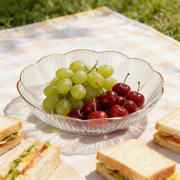 9.8 Inch Exquisite Plastic Fruit Plate Snack Tray, Elegant Glossy Multi Purpose Serving Platter, Lightweight Shatterproof Dish for Living Room Coffee Table Home Party