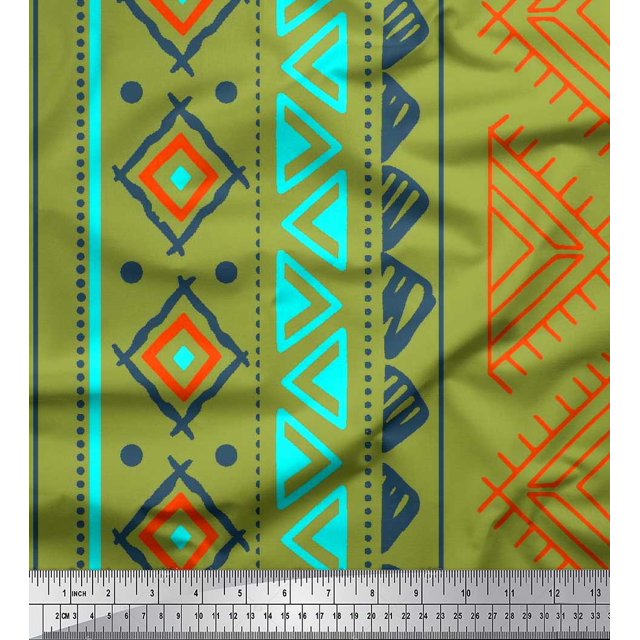 Soimoi Tissu en Rayonne Imprimé Géométrique Aztèque 1 Yard 56 Pouces de Large