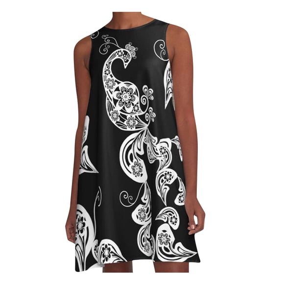 RKSTN Summer Dress for Women,Fashion Women Round Neck Loose Oversized Dress Casual Sleeveless Midi Dress Beach Dresses Plus Size Dresses for Women