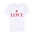 thumbnail image 4 of Diufon Hauts de la Saint-Valentin pour Femmes Décontractés Tendance T-Shirt à Manches Courtes Col Ras du Cou Mignon à Imprimé Graphique Chandail Blouse, 4 of 5