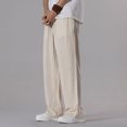 thumbnail image 3 of HXWCHs Pantalon en Lin à Cordon pour Homme Grande Taille Tenue Décontractée Beige TTG, 3 of 4