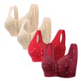 thumbnail image 1 of Plebaso 4 Pack Bras for Women Front Closure Everyday Bralettes Wireless Full Coverage Ladies Push up Bras, 1 of 3