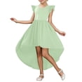 thumbnail image 1 of Robe Fille Enfants Enfant Filles Été Manche Charleston Haut et Bas Robe Formelle Jupe Volantée Couleur Unie Robe Évasée Robe Fille Vert 16 Ans, 1 of 4