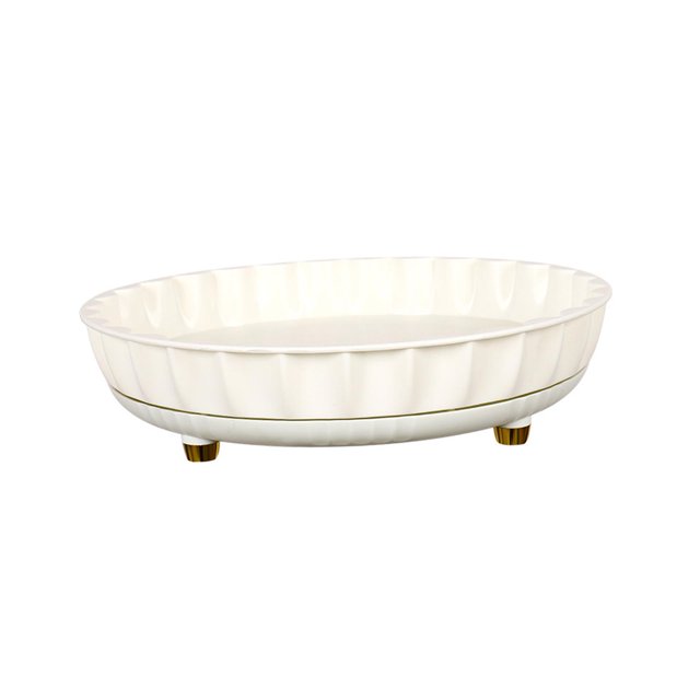 DOLITY Turntable Organizer Desktop Storage Tray Makeup Organizer Food Storage Container White