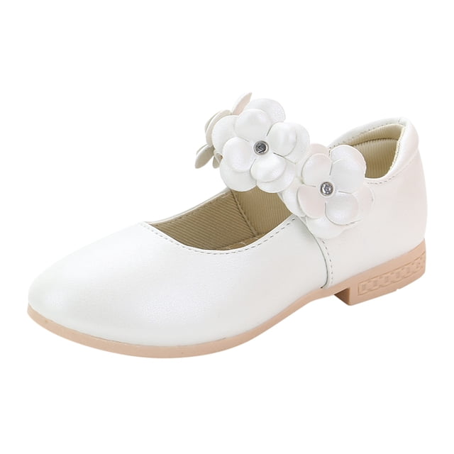NOKIO Ballerines en Cuir Blanc pour Filles, Nœud Papillon Ajustable, Chaussures de Princesse, Semelle Flexible, Chaussures de Performance pour Récitals, Fêtes, Événements Scolaires