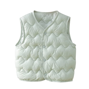 Dagugfen Fall Winter Baby Clothes Vests Button down Warm Solid Color Textured Quilted Jackets 1-7 Years