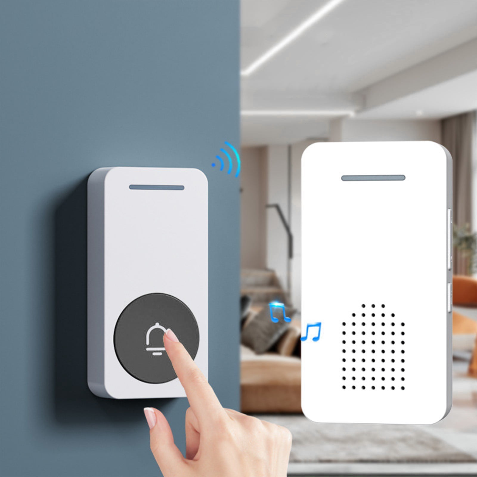 XZNGL Sonnette de Porte Sans Fil Kit de Sonnette de Maison Portée de 900 Pi avec 34 Sonneries et Volume Réglable à 4 Niveaux Alimenté par Pile