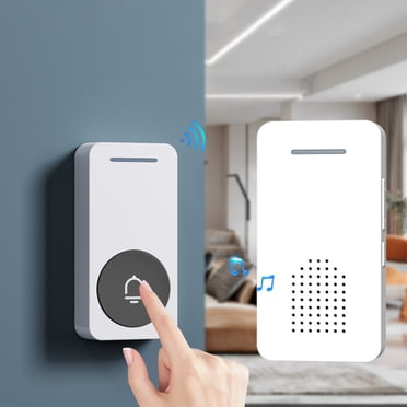 TopLLC Sonnette de Porte Sans Fil Kit de Sonnette de Maison Portée de 900 Pi avec 34 Sonneries et Volume Réglable à 4 Niveaux Alimenté par Pile