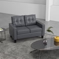 thumbnail image 2 of HOMCOM PU Leather Loveseat, with Armrests and Tufted Backrest, Grey, 2 of 10