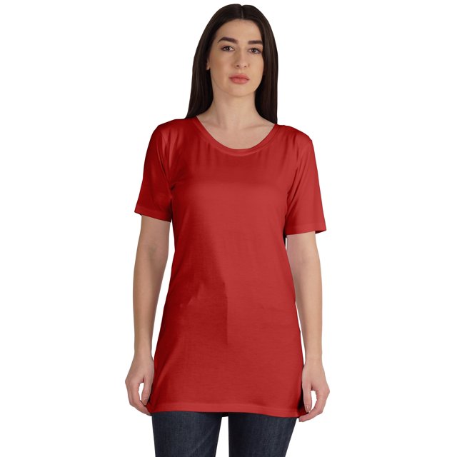 Inkmeso Plain Basic Tshirt Long Length Tee Short Sleeve Workout Top For Women