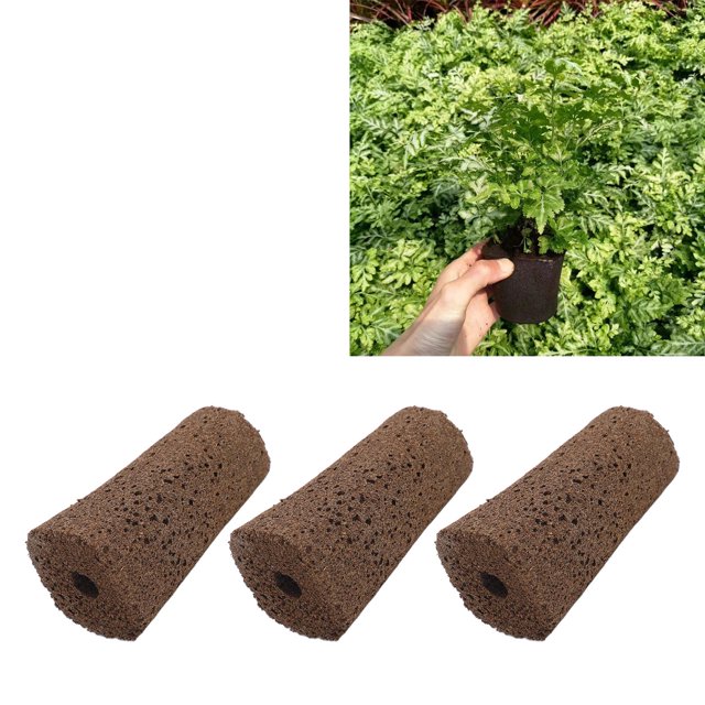 Seedling Block Peat Planting Block for Hydroponics Soilless Plants Germination, featuring cylindrical peat blocks with a porous texture. Includes 50 pieces ideal for hydroponic gardening, seedling, sowing, and cutting of various plants. Made from premium peat material for environmental friendliness and reusability.