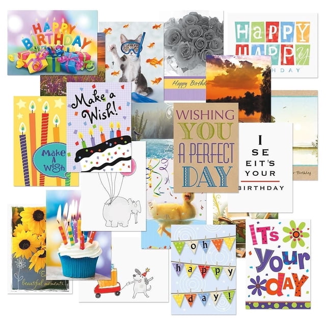 Current Mega Birthday Greeting Cards Value Pack - Set of 40, Large 5" x 7"
