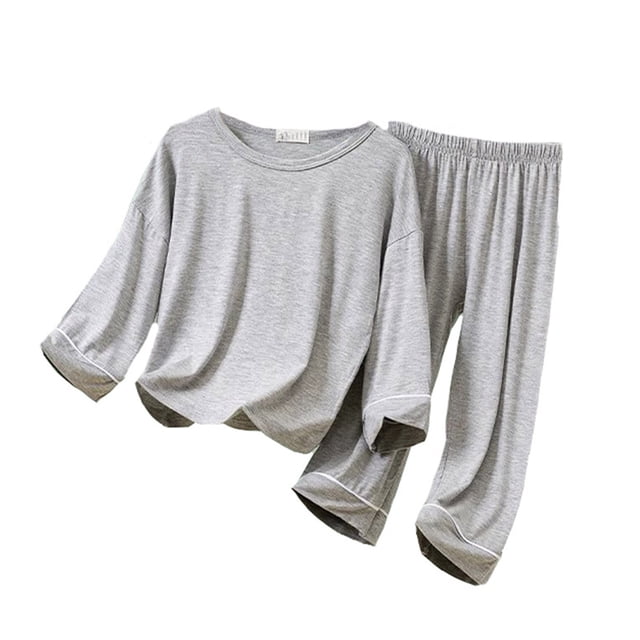 MIASHUI Ensemble de Pyjama T-Shirt à Manches Courtes et Pantalon pour Garçons, Gris, 10-12 Ans