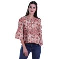 thumbnail image 4 of Moomaya T-Shirt à Col Rond pour Femmes à Manches Évasées, Haut Court en Coton Imprimé, Haut Décontracté, 4 of 4