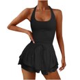 thumbnail image 1 of Mrat Combinaisons de Course pour Femmes Sans Manches une-Pièce Robes de Tennis Athlétiques Robe Courte d'Entraînement Combinaisons d'Exercice avec Shorts Intégrés S-67 Noir TG, 1 of 5