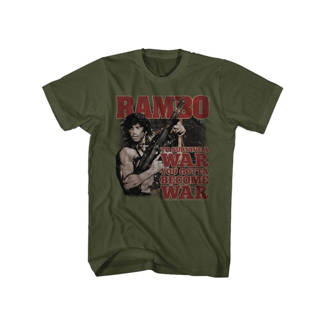 Rambo Série de Films Survive à la Guerre Tu Deviens Armée Verte T-Shirt Adulte