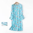 thumbnail image 2 of Chemise de Nuit en Coton pour Femme, Vêtement de Nuit, Robe de Sommeil Boutonnée, Manches Longues, Chemise Décontractée, Pyjama pour Femmes, Chemise de Nuit Imprimée, Robe de Nuit, 2 of 4