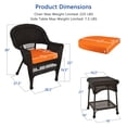 thumbnail image 4 of Jeco 3 Piece Wicker Conversation Set in Espresso with Orange Cushions, 4 of 10
