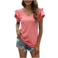 thumbnail image 1 of Womens Short Sleeve Tops Womens V- Neck Solid Color Short Sleeve Lapel Tops Women Short Sleeve Tops Short Sleeve Tops for Women Womens Tops Long Sleeve Womens Tops Short Sleeve, 1 of 5