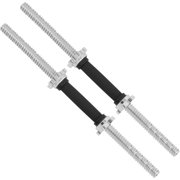 Pair of Threaded Dumbbell Handles Chrome/Rubber Grip Fit \uD Plates Weight Bar Connector