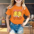 thumbnail image 2 of LUOGENLI T-Shirt pour Filles Enfants Mode Décontractée Imprimé Col Rond Ample Manches Courtes T-Shirt Haut Maxi Chemises pour Filles 2025 Villégiature Orange 6-7 Ans, 2 of 5