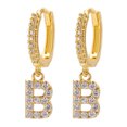 thumbnail image 1 of LSLJS Dainty Gold Plated Initial Hoop Earrings Letter Alphabet Dangle Earrings Fashion Sparkly Rhinestone Letter Initial Pendant Drop Earrings for Women Valent, 1 of 1