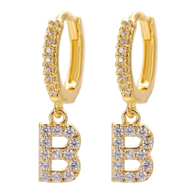 LSLJS Dainty Gold Plated Initial Hoop Earrings Letter Alphabet Dangle Earrings Fashion Sparkly Rhinestone Letter Initial Pendant Drop Earrings for Women Valent