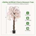 thumbnail image 3 of Costway 1 PCS Arbre de Cerisier Artificiel de 5,5 Pi de Hauteur avec Fleurs Roses Faux Arbre en Pot Blanc, 3 of 9