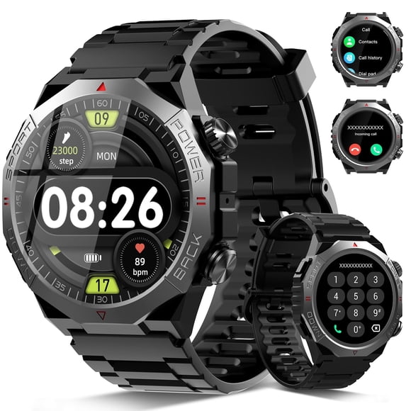 Montre Intelligente pour Hommes, 1,39 Pieds' avec Réponse Bluetooth pour Passer des Appels/120+ Modes Sport/veille de 30 Jours, Montre Intelligente Robuste Compatible avec Appareils Android et iPhone Noir