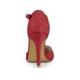 thumbnail image 2 of BLISSFUL STEP Women Rounded Toe Stiletto Heel T-Strap Dress Pumps Red (Size 6.5), 2 of 6