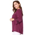 thumbnail image 4 of GRACE & GRANDEUR Women's Plus Size  Casual Solid Raglan Sleeves Tops Purple 2X, 4 of 6