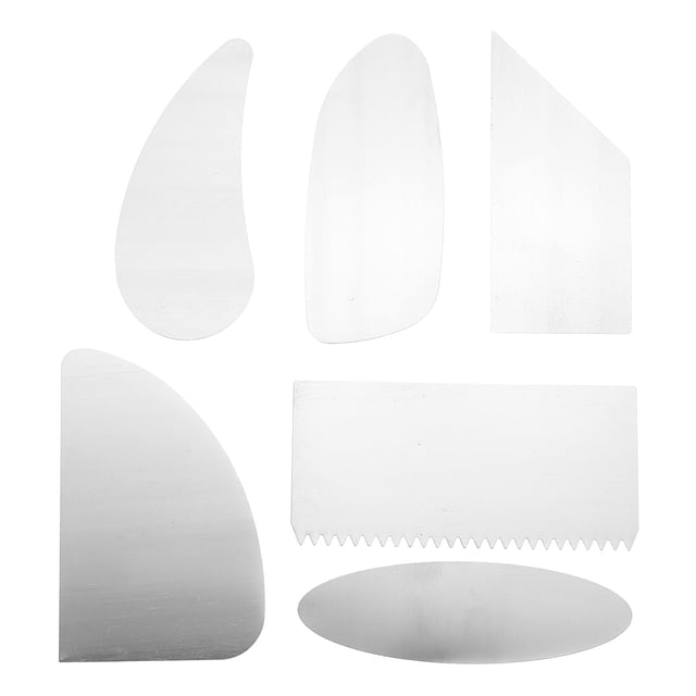 Miangastore 6Pcs Stainless Steel Clay Scrapers Simple Clay Making Scrapers Kitchen Supplies