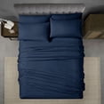 thumbnail image 3 of Ensemble de draps de luxe Swift Home 6 pièces avec taie d'oreiller additionnelle, Queen, Bleu marine, 3 of 8