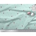 thumbnail image 2 of Soimoi Green Heavy Satin Fabric Abstract & Tree Folk Art Printed Fabric 1 Yard 54 Inch Wide, 2 of 5