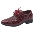 thumbnail image 1 of GPOECD Pattern Pointed Toe Low Heel Lace Up Boys Dress Shoes for Dance and Performance Comfortable Classic Style 01_Red,21, 1 of 7