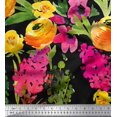 thumbnail image 1 of Soimoi Black polyester Crepe Fabric Leaves & Floral Decor Fabric Printed BTY 42 Inch Wide, 1 of 3