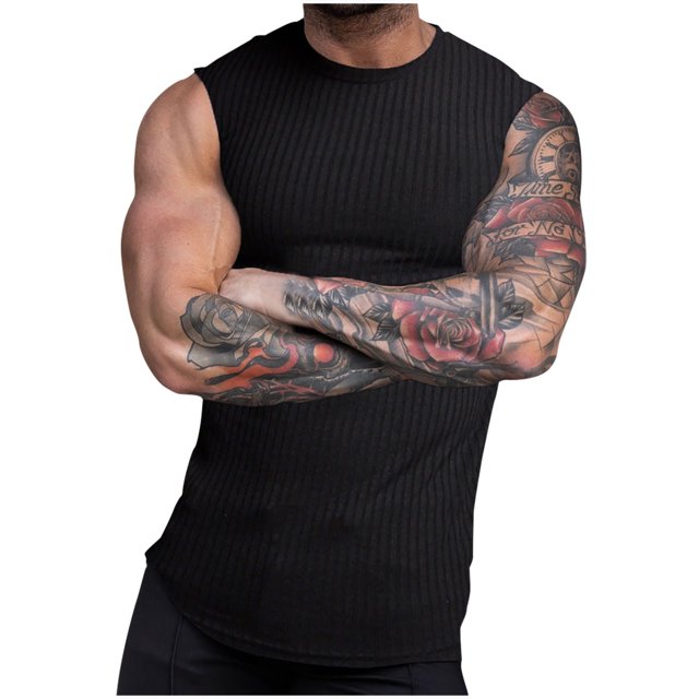 Timegard Tank Tops Men Crewneck Sleeveless Comfy Solid Color Casual Slim Fitting Tee Shirts Blouse