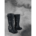 thumbnail image 5 of Bottes Mode pour Femmes à Fermeture Éclair Hauteur Genou, Talon Compensé Décontracté, Chaussures d'Hiver ( Noir, 9), 5 of 5
