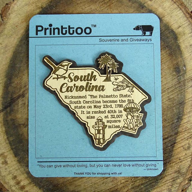 USA South Carolina State Map Wooden Magnet Souvenir Fridge Magnet Gift
