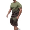 thumbnail image 2 of cllios Mens 2 Piece Short Sets Outfits Classic Gradient Printed Track Suits Summer Casual T Shirts Short Sleeve Drawstring Elastic Waist Beach Shorts with Pockets, 2 of 5