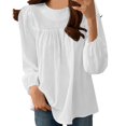 thumbnail image 1 of Timegard Womens Plus Size Tops Crew Neck Long Sleeve Ruched Comfy Tee Shirts Fall Casual Loose Tops, 1 of 4