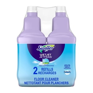 Swiffer WetJet avec le pouvoir de nettoyage du sol de l'aube, parfum frais, paquet de 2
