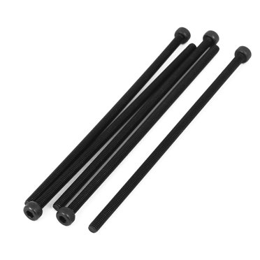 Unique Bargains M4x110mm Fully Thread Hex Socket Head Knurled Cap Screw Bolt Black 5pcs