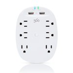 360 Electrical Studio2.4 6 Outlet Surge Protector with 2 x 2.4 Amp USB Ports - White
