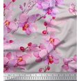 thumbnail image 1 of Soimoi Poly Georgette Fabric Bird & Orchids Flower Fabric Prints By Yard 52 Inch Wide, 1 of 3