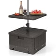 thumbnail image 1 of Gymax Patio 175lbs Fillable Umbrella Base w/ Table Tray Wheeled 3-in-1 Stand Outdoor, 1 of 10